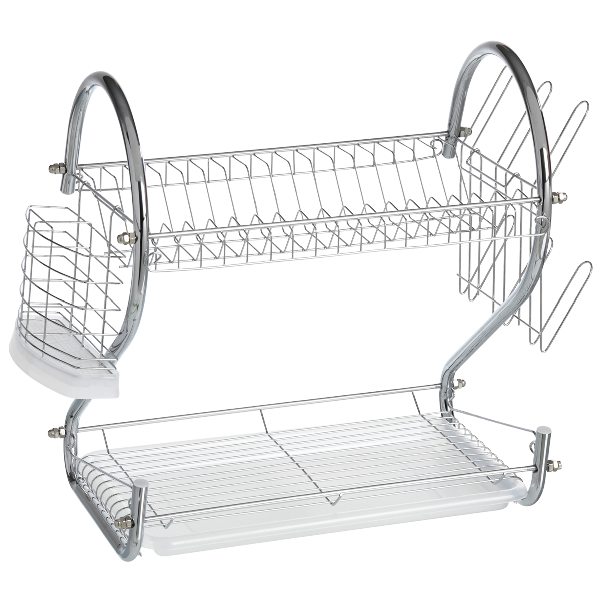 Sauvic Flat 18/8 Stainless Steel Dish Rack with Purple Tray, 38.5 x 25 x 12  cm