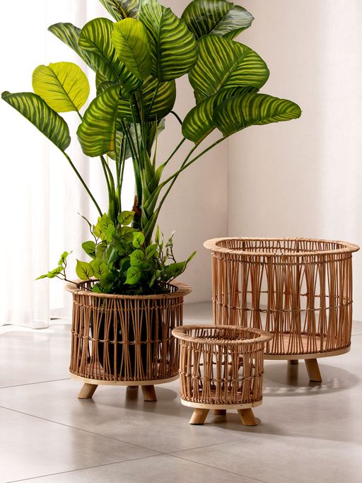 Wicker planter set sale